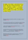 FLORIDA ELECTRICAL BUSINESS FINAL &NewLine;EXAM 2026-2027 WITH QUESTIONS AND &NewLine;WELL-VERIFIED CORRECT ANSWERS &vert; &NewLine;ALREADY GRADED A&plus; &vert; GUARANTEED &NewLine;PASS &vert; FLORIDA ELECTRICAL BUSINESS &NewLine;LATEST EXAM