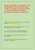 FLORIDA ELECTRICAL BUSINESS ACTUAL &NewLine;EXAM 2026&sol;2027 WITH QUESTIONS AND &NewLine;CORRECT ANSWERS &vert; ALREADY GRADED &NewLine;A&plus; &vert; GUARANTEED PASS &vert; FLORIDA &NewLine;ELECTRICAL BUSINESS LATEST EXAM