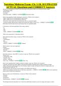 Nutrition Midterm Exam- Ch&period; 1-10&comma; 18 UPDATED &NewLine;ACTUAL Questions and CORRECT Answers 