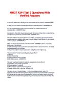 HMGT 4244 Test 2 Questions With Verified Answers