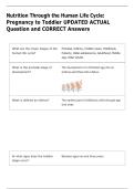 Nutrition Through the Human Life Cycle&colon; &NewLine;Pregnancy to Toddler UPDATED ACTUAL &NewLine;Question and CORRECT Answers