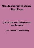 Manufacturing Processes Final Exam &ndash; Complete Study Guide&comma; Practice Questions & Revision Notes