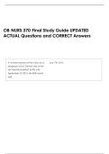 OB NURS 370 Final Study Guide UPDATED &NewLine;ACTUAL Questions and CORRECT Answers 