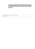 OKLAHOMA NURSING HOME ADMINISTRATOR STATE &NewLine;TEST UPDATED ACTUAL Questions and CORRECT &NewLine;Answers 