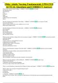 Older Adults Nursing Fundamentals UPDATED   &NewLine;ACTUAL Questions and CORRECT Answers 