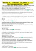 Oncology NCLEX practice  UPDATED ACTUAL  &NewLine;Questions and CORRECT Answers 