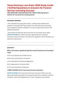 Texas Mortuary Law Exam 2026 Study Guide &vert; Verified Questions & Answers for Funeral Service Licensing Success