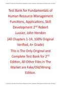 Test Bank Fundamentals of Human Resource Management Functions&comma; Applications&comma; Skill Development 2nd Edition By Robert Lussier&comma; John Hendon