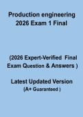 Production Engineering 2026 &ndash; Exam 1 Final&colon; Complete Revision & Practice Exam Guide PDF