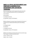 BIOD 101 FINAL REVIEW SHEET 2026 &NewLine;PORTAGE LEARNING FULL &NewLine;QUESTIONS AND ACCURATE &NewLine;ANSWERS