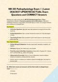 NR 283 Pathophysiology Exam 1 &vert; Latest 2026&sol;2027 UPDATED ACTUAL Exam Questions and CORRECT Answers&NewLine;&NewLine;