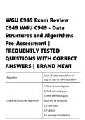 WGU C949 &vert; Exam Review  C949 WGU &vert; C949 - Data Structures and Algorithms Pre-Assessment questions and answers