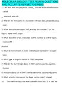 Molecular Biology Test Review Questions and Accurate Revised Answers for Biology and Health Sciences Students