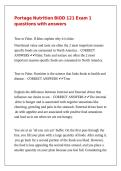 Portage Nutrition BIOD 121 Exam 1 questions with answers