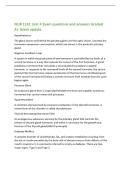 NUR 1141 Unit 4 Exam questions and answers Graded&NewLine;A&plus; latest update&NewLine;Hypothalamus&NewLine;The gland above and behind the pituitary gland and the optic chasm&period; Secretes the&NewLine;hormones vasopressin and oxytocin&comma; which are stored in the posterior pituitary&NewLine;gland&period;&NewLine;Ne