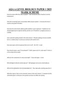 AQA A-LEVEL BIOLOGY PAPER 1 2025 MARK SCHEME&NewLine;