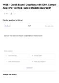 WISE - Credit Exam &vert; Questions with 100&percnt; Correct&NewLine;Answers &vert; Verified &vert; Latest Update 2026&sol;2027