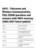 D413 - Telecomm and Wireless Communications FULL EXAM questions and answers with 100-