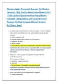 Montana Water Treatment Operator Certification &NewLine;&lpar;Montana DEQ&rpar; Practice Examination Newest 2025 &ndash; 2026 Updated Questions From Actual Exams &NewLine;Complete 100 Questions And Correct Detailed &NewLine;Answers &lpar;Verified Answers&rpar; &vert;Already Graded &NewLine;A&plus;&vert;&vert;Brand New&excl;&excl; 