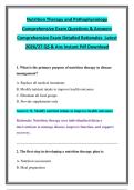 Nutrition Therapy and Pathophysiology &NewLine;Comprehensive Exam Questions & Answers &NewLine;Comprehensive Exam Detailed Rationales  Latest &NewLine;2026&sol;27 QS & Ans Instant Pdf Download