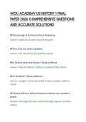 WGU ACADEMY US HISTORY 1 FINAL&NewLine;PAPER 2026 COMPREHENSIVE QUESTIONS&NewLine;AND ACCURATE SOLUTIONS