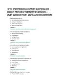 HOTEL OPERATIONS EXAMINATION QUESTIONS AND &NewLine;CORRECT ANSWER WITH EXPLANTION GRADED A&plus; &NewLine;STUDY GUIDE