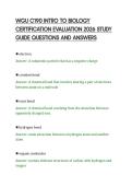 WGU C190 INTRO TO BIOLOGY&NewLine;CERTIFICATION EVALUATION 2026 STUDY&NewLine;GUIDE QUESTIONS AND ANSWERS