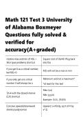 Math 121  &vert;Test 3  &vert;University of Alabama &vert; Boxmeyer Questions  &vert; fully solved & verified for accuracy