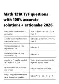 Math 121A T F questions with 100- accurate solutions &plus; rationales 2026&period;