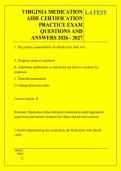VIRGINIA MEDICATION &NewLine;AIDE CERTIFICATION &NewLine;PRACTICE EXAM &NewLine;QUESTIONS AND &NewLine;ANSWERS 2026 - 2027