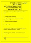 EPICOR KINETIC &NewLine;INVENTORY &NewLine;MANAGEMENT PRACTICE &NewLine;EXAM QUESTIONS AND &NewLine;ANSWERS 2026 - 2027