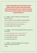 STERILE PROCESSING EXAM AND PRACTICE EXAM &NewLine;NEWEST 2026 TEST BANK&vert; STERILE PROCESSING &NewLine;CERTIFICATION EXAM PREP WITH COMPLETE 650 REAL &NewLine;EXAM QUESTIONS AND CORRECT VERIFIED ANSWERS&sol; &NewLine;ALREADY GRADED A&plus;