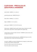 CLEP EXAM &ndash; PRECALCULUS QUESTIONS & ANSWERS