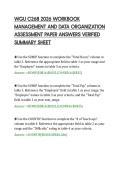 WGU C268 2026 WORKBOOK&NewLine;MANAGEMENT AND DATA ORGANIZATION&NewLine;ASSESSMENT PAPER ANSWERS VERIFIED&NewLine;SUMMARY SHEET