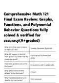Comprehensive &vert; Math 121  &vert; Final Exam  &vert; Review Graphs&comma; Functions&comma; and Polynomial Behavior  &vert; Questions fully solved & updated