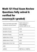 Math 121  &vert; Final Exam Review &vert;  Questions fully solved & verified for accuracy&lpar;A&plus;graded&rpar;&period;