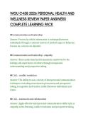 WGU C458 2026 PERSONAL HEALTH AND&NewLine;WELLNESS REVIEW PAPER ANSWERS&NewLine;COMPLETE LEARNING PACK