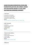 HUMAN RESOURCE INFORMATION SYSTEM &lpar;HRIS&rpar; &NewLine;EXAMINATION QUESTIONS AND CORRECT ANSWER &NewLine;WITH EXPLANATION GRADED A&plus; STUDY GUIDE