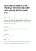 WGU C458 2026 PHYSICAL ACTIVITY&NewLine;AND HEALTH PROMOTION ASSESSMENT&NewLine;PAPER ANSWERS VERIFIED SUMMARY&NewLine;SHEET