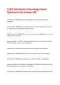 CLEP Introductory Sociology Exam Questions and Answers