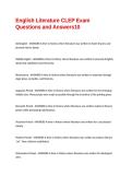 English Literature CLEP Exam Questions and Answers