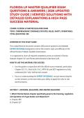 FLORIDA LP MASTER QUALIFIER EXAM QUESTIONS & ANSWERS &vert; 2026 UPDATED STUDY GUIDE &vert; VERIFIED SOLUTIONS WITH DETAILED EXPLANATIONS & HIGH PASS SUCCESS MATERIAL