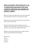 BIOD 152 ANATOMY AND PHYSIOLOGY 2 LAB &NewLine;4 CERTIFICATION EVALUATION TESTS 2026 &NewLine;COMPLETE QUESTIONS AND ANSWERS 100 &NewLine;PERCENT CORRECT 