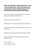 BIOD 152 ANATOMY AND PHYSIOLOGY 2 LAB &NewLine;4 EXAM PREP STUDY GUIDE 2026 PRACTICE &NewLine;QUESTIONS AND SOLUTIONS GRADED A&plus; 