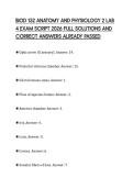 BIOD 152 ANATOMY AND PHYSIOLOGY 2 LAB &NewLine;4 EXAM SCRIPT 2026 FULL SOLUTIONS AND &NewLine;CORRECT ANSWERS ALREADY PASSED