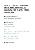 WGU C783 AHN1 TASK 1 2026 PATIENT&NewLine;CARE PLANNING AND OUTCOMES&NewLine;ASSESSMENT PAPER ANSWERS VERIFIED&NewLine;SUMMARY SHEET