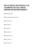 BIOD 152 ANATOMY AND PHYSIOLOGY 2 LAB &NewLine;4 EXAMINATION TEST 2026 COMPLETE &NewLine;QUESTIONS AND SOLUTIONS GRADED A&plus;