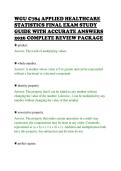 WGU C784 APPLIED HEALTHCARE&NewLine;STATISTICS FINAL EXAM STUDY&NewLine;GUIDE WITH ACCURATE ANSWERS&NewLine;2026 COMPLETE REVIEW PACKAGE