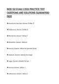 BIOD 152 EXAM 3 2026 PRACTICE TEST &NewLine;QUESTIONS AND SOLUTIONS GUARANTEED &NewLine;PASS 