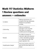 Math 117 Statistics Midterm 1 Review questions and answers &plus; rationales&period;
